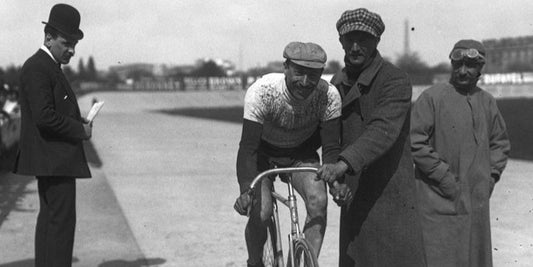 Cyrille Van Hauwaert, the first Lion of Flanders, on a track bike.
