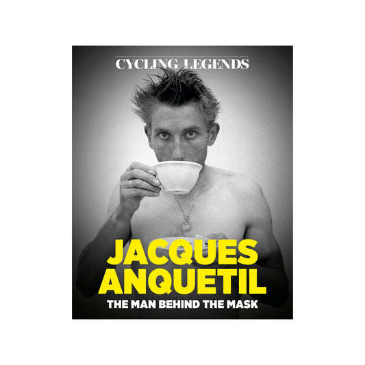 Cover of the Cycling Legends Illustrated Book on Jacques Anquetil, the first 5 time winner of the Tour de France, written by Chris Sidwells.