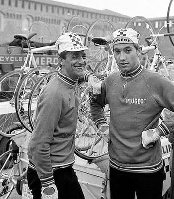Eddy Merckx (right) with Tom Simpson before Milan-San Remo in 1967