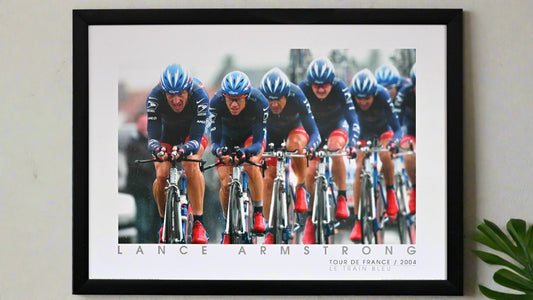 Lance Armstrong leads his US Poster Service team to victory in Stage 4 of the Tour De France 2004.