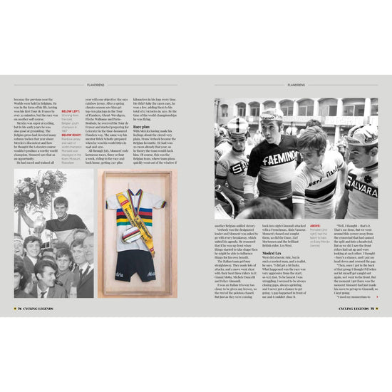A page spread from Cycling Legends 04 - Flandriens featuring Jean-Pierre Monseré.