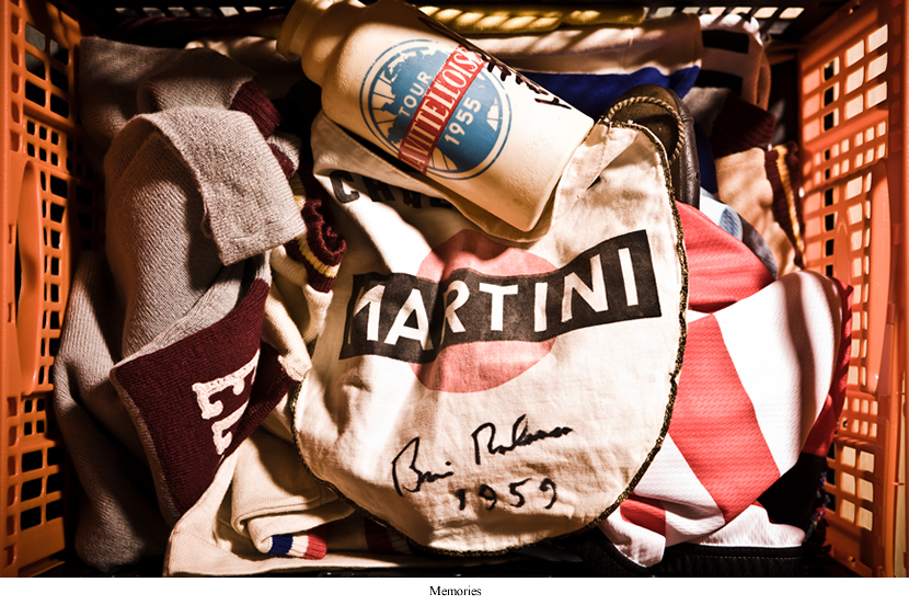 Image of Basket of mementos from Brians races